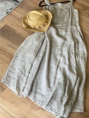 Inizio 💯 Linen Sundress in Natural Beige - MADE IN ITALY